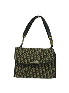 Dior Vintage Handbag Shoulder Canvas Leather Trotter Pattern All Over Print